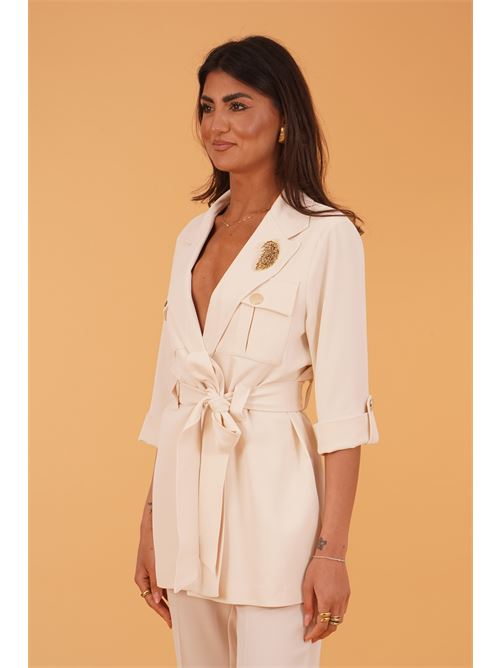 Giacca sariana in crepe GM by Gai Mattiolo | GM3785BURRO